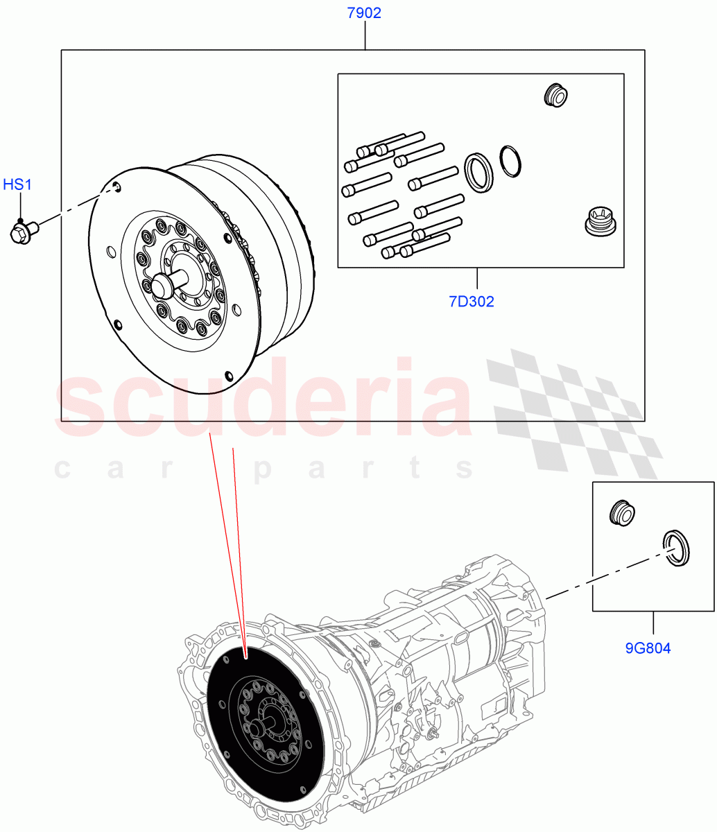 Converter(Solihull Plant Build)(2.0L I4 DSL HIGH DOHC AJ200,8 Speed Auto Trans ZF 8HP70 4WD)((V)FROMAA000001) of Land Rover Land Rover Range Rover Sport (2014+) [2.0 Turbo Diesel]