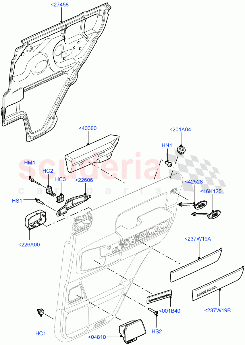 Rear Door Trim Installation((V)FROMAA000001) of Land Rover Land Rover Range Rover (2010-2012) [3.6 V8 32V DOHC EFI Diesel]