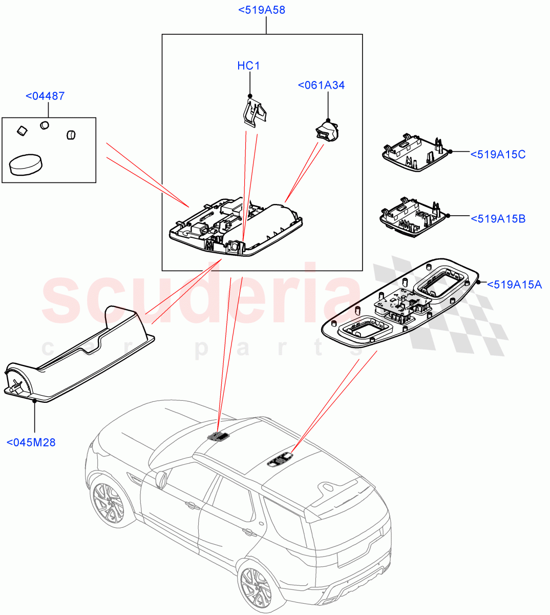 Console - Overhead(Solihull Plant Build)((V)FROMHA000001) of Land Rover Land Rover Discovery 5 (2017+) [2.0 Turbo Petrol AJ200P]