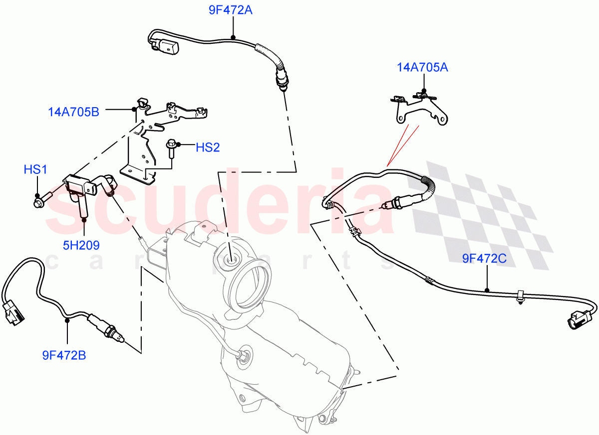 Exhaust Sensors And Modules(1.5L AJ20P3 Petrol High,8 Speed Automatic Trans 8G30,Changsu (China)) of Land Rover Land Rover Discovery Sport (2015+) [1.5 I3 Turbo Petrol AJ20P3]