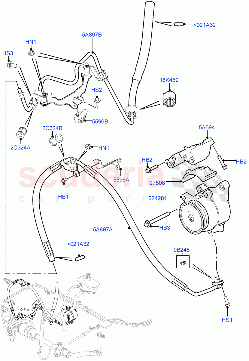 Active Anti-Roll Bar System(High Pressure Pipes, ARC Pump)(5.0L OHC SGDI SC V8 Petrol - AJ133,With ACE Suspension)((V)TOHA999999) of Land Rover Land Rover Range Rover (2012-2021) [3.0 DOHC GDI SC V6 Petrol]