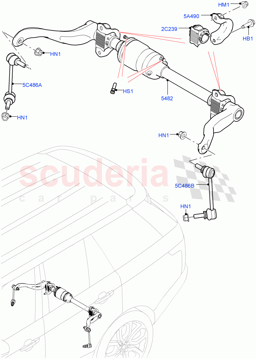 Active Anti-Roll Bar System(Stabilizer Bar, Rear)(5.0L OHC SGDI SC V8 Petrol - AJ133,Electronic Air Suspension With ACE,5.0 Petrol AJ133 DOHC CDA,5.0L P AJ133 DOHC CDA S/C Enhanced,4.4L DOHC DITC V8 Diesel,3.0L AJ20D6 Diesel High)((V)FROMKA000001) of Land Rover Land Rover Range Rover (2012-2021) [2.0 Turbo Petrol GTDI]