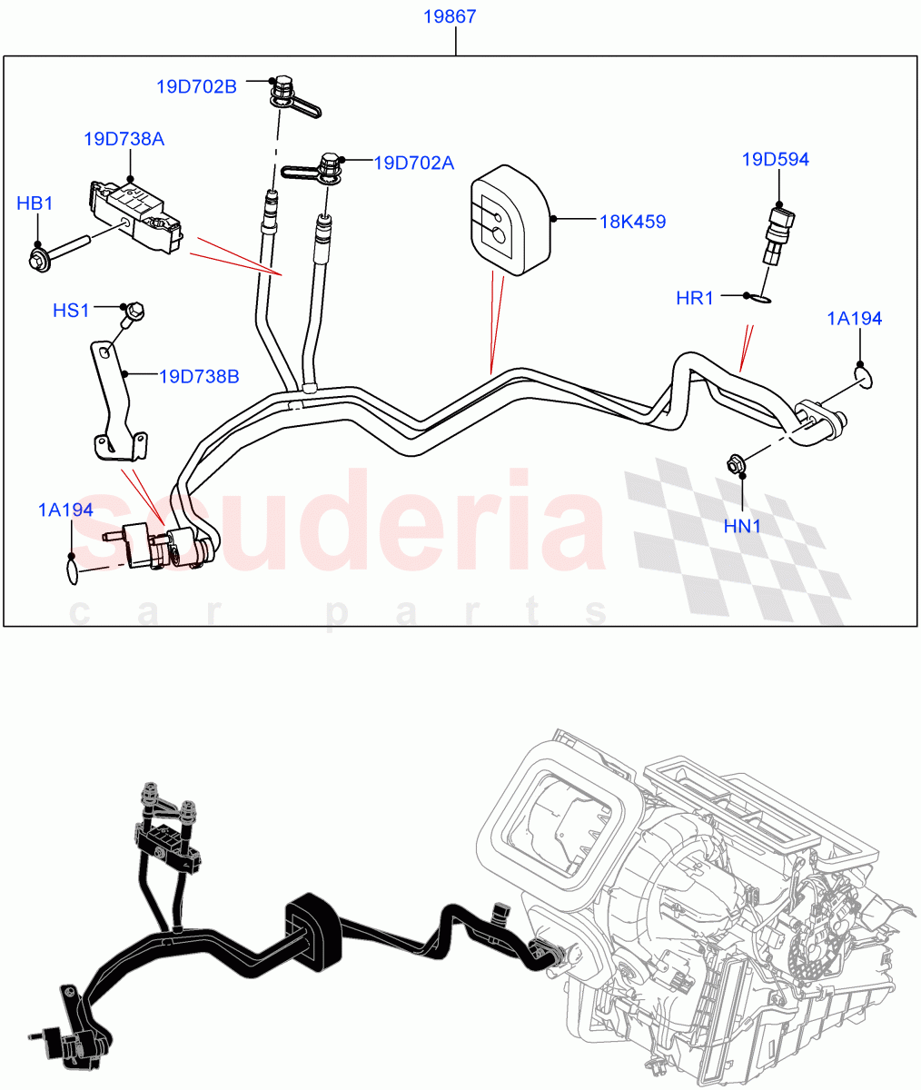 Air Conditioning System (Halewood (UK), Air Conditioning Refrigerant-R134A) ((V) TOLH999999) of Land Rover Land Rover Range Rover Evoque (2019+) [2.0 Turbo Diesel]