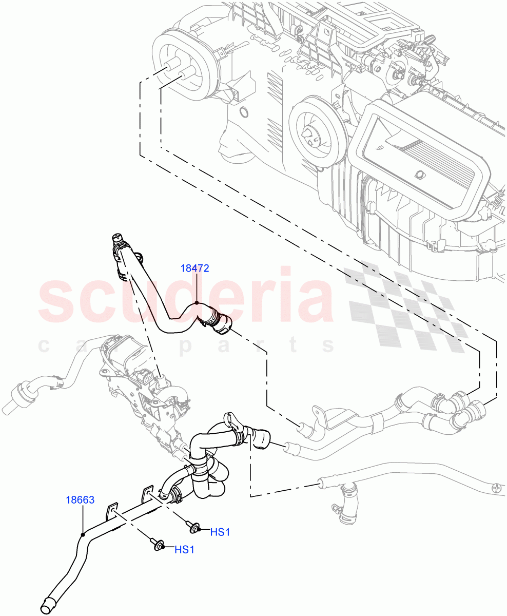 Heater Hoses(Nitra Plant Build)(3.0 V6 D Gen2 Mono Turbo,Fuel Fired Heater With Park Heat,3.0 V6 D Low MT ROW,Fuel Heater W/Pk Heat With Remote,3.0 V6 D Gen2 Twin Turbo)((V)FROMK2000001) of Land Rover Land Rover Discovery 5 (2017+) [2.0 Turbo Petrol AJ200P]