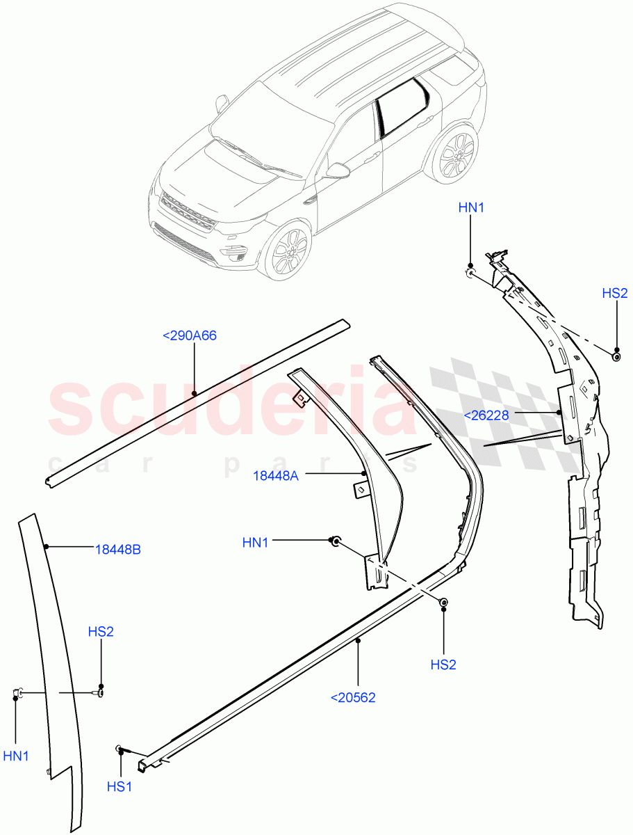 Rear Doors, Hinges & Weatherstrips (Finishers) (Halewood (UK)) of Land Rover Land Rover Discovery Sport (2015+) [2.0 Turbo Petrol AJ200P]
