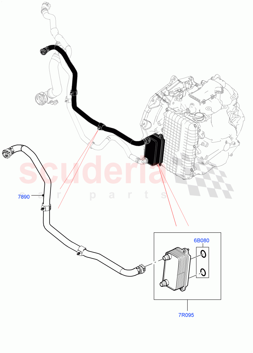 Transmission Cooling Systems (2.0L AJ20P4 Petrol Mid PTA, 9 Speed Auto Trans 9HP50, Changsu (China)) ((V) FROMKG006088) of Land Rover Land Rover Range Rover Evoque (2019+) [1.5 I3 Turbo Petrol AJ20P3]