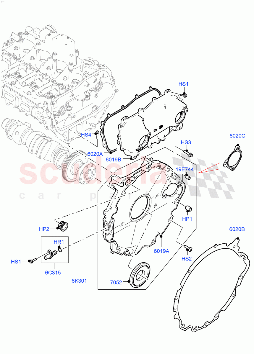 Timing Gear Covers(2.0L AJ200P Hi PHEV)((V)FROMJA000001) of Land Rover Land Rover Range Rover (2012-2021) [2.0 Turbo Petrol AJ200P]