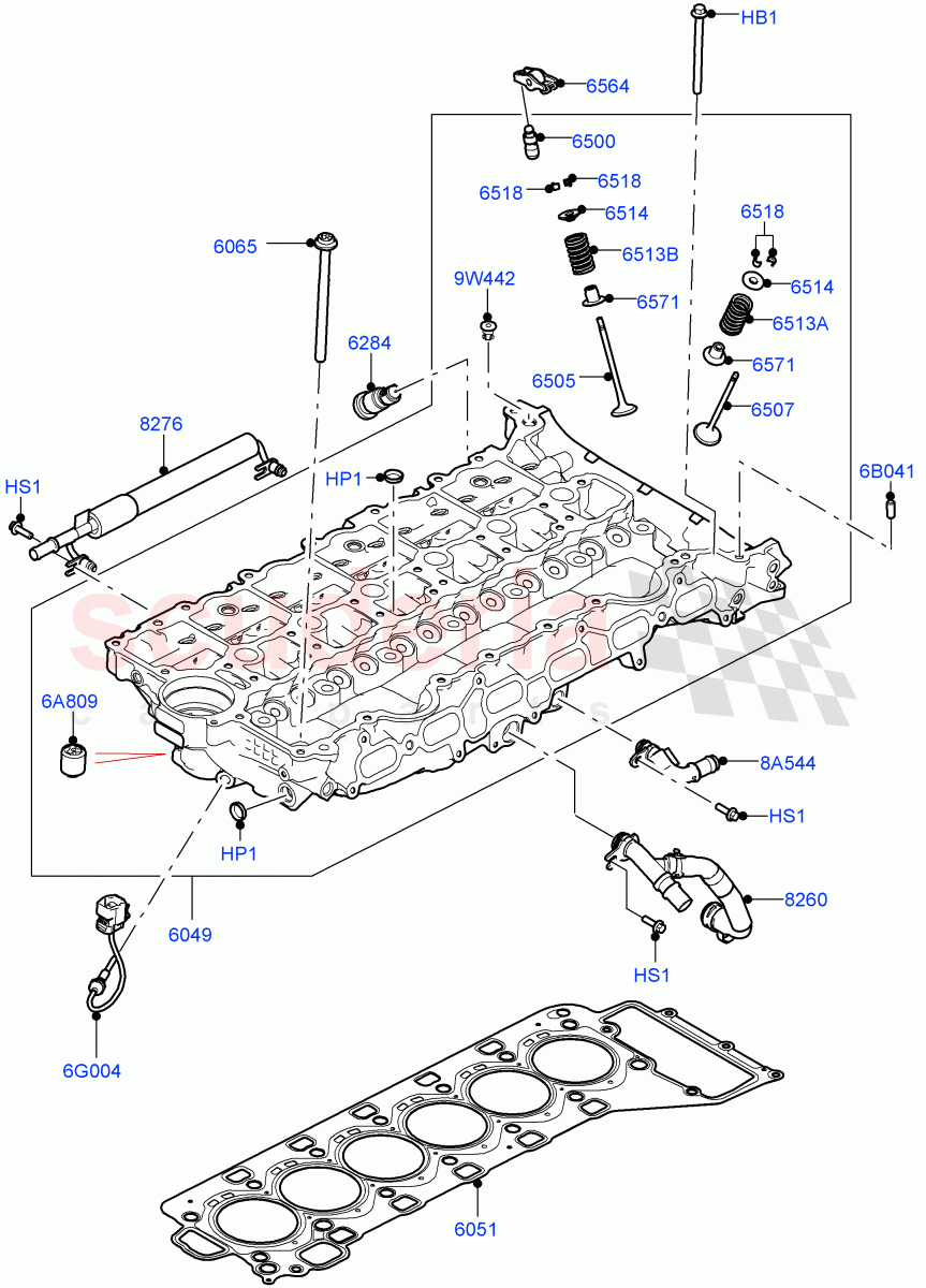 Cylinder Head (Nitra Plant Build) (3.0L AJ20P6 Petrol High) ((V) FROML2000001) of Land Rover Land Rover Defender (2020+) [3.0 I6 Turbo Petrol AJ20P6]