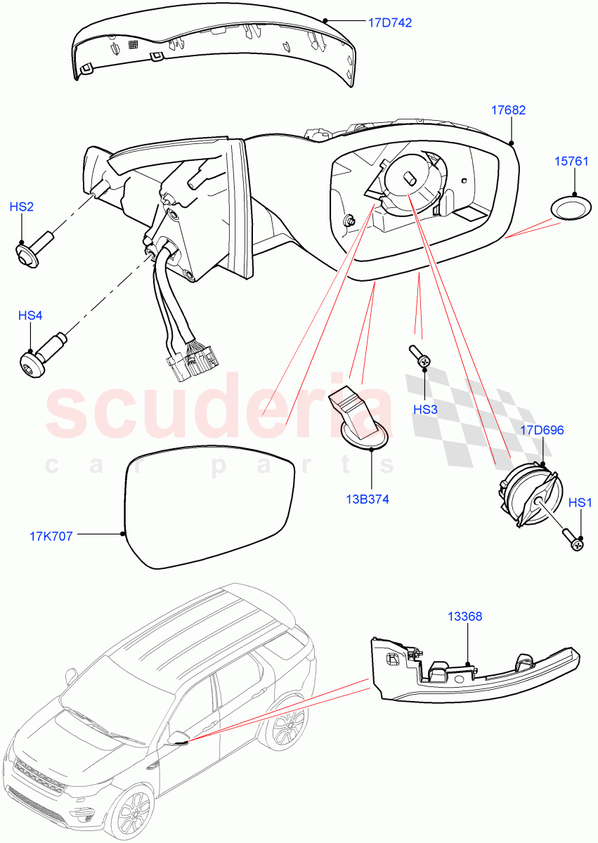 Exterior Rear View Mirror(Itatiaia (Brazil))((V)FROMGT000001) of Land Rover Land Rover Discovery Sport (2015+) [2.0 Turbo Diesel AJ21D4]