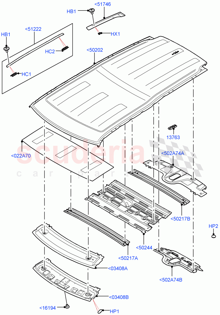 Roof - Sheet Metal(Solihull Plant Build)(Less Panorama Roof)((V)FROMHA000001) of Land Rover Land Rover Discovery 5 (2017+) [3.0 I6 Turbo Diesel AJ20D6]