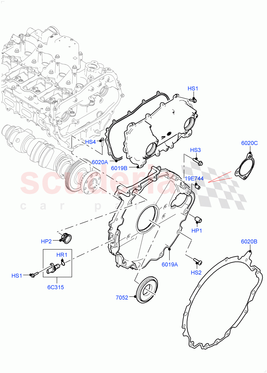 Timing Gear Covers(2.0L AJ200P Hi PHEV)((V)FROML2000001) of Land Rover Land Rover Defender (2020+) [2.0 Turbo Petrol AJ200P]