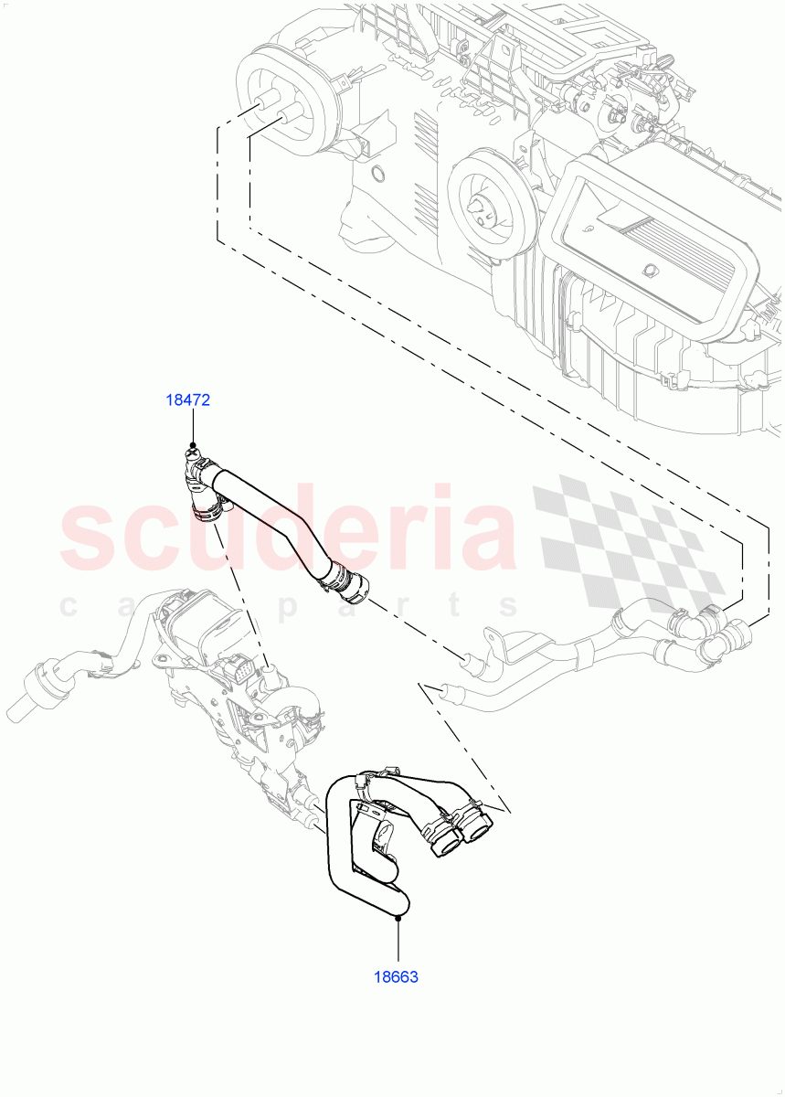 Heater Hoses(Front)(4.4L DOHC DITC V8 Diesel,Park Heating With Remote Control)((V)FROMJA000001,(V)TOJA999999) of Land Rover Land Rover Range Rover (2012-2021) [5.0 OHC SGDI NA V8 Petrol]