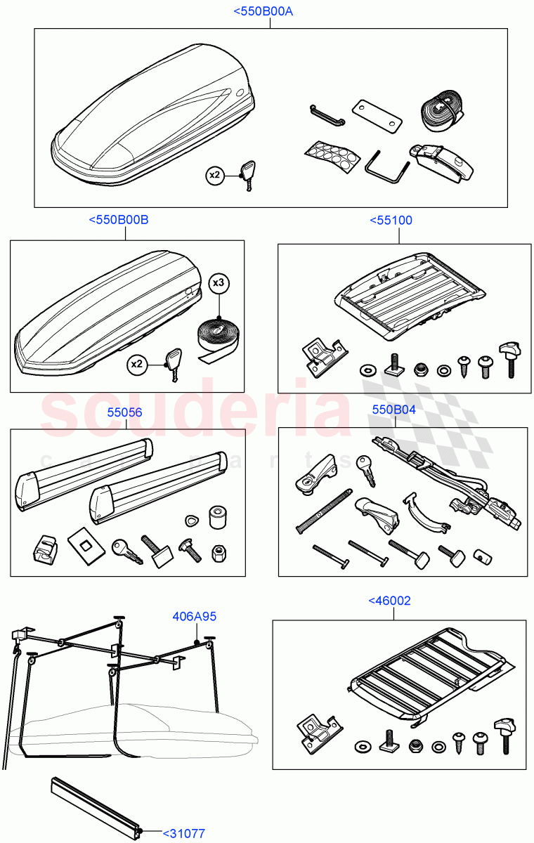 Carriers & Boxes(Solihull Plant Build, Nitra Plant Build) of Land Rover Land Rover Discovery 5 (2017+) [3.0 DOHC GDI SC V6 Petrol]