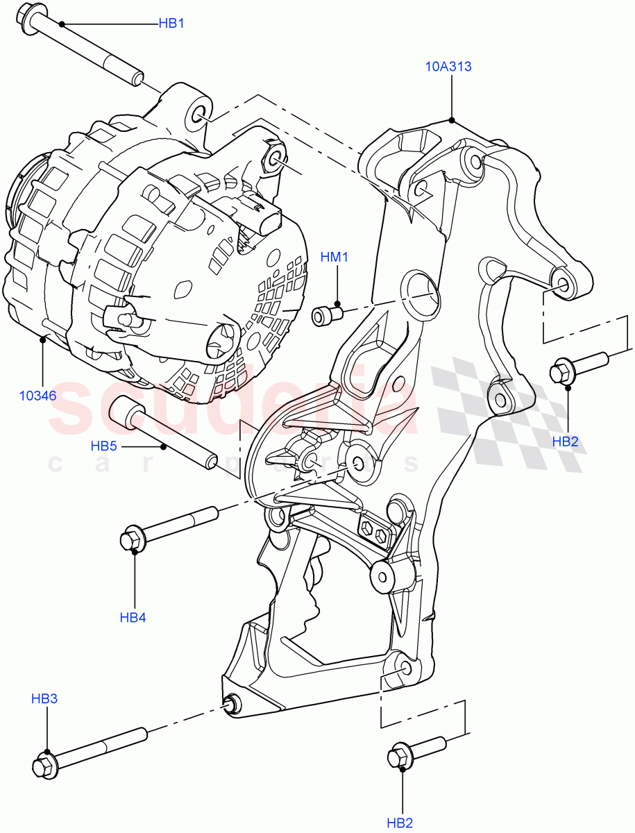 Alternator And Mountings(2.2L CR DI 16V Diesel,Halewood (UK)) of Land Rover Land Rover Discovery Sport (2015+) [2.0 Turbo Diesel AJ21D4]