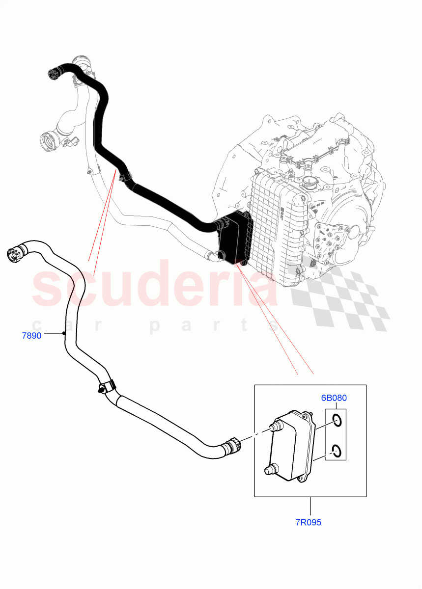 Transmission Cooling Systems (2.0L I4 High DOHC AJ200 Petrol, 9 Speed Auto AWD, Less Active Tranmission Warming, 2.0L I4 Mid DOHC AJ200 Petrol, 2.0L I4 Mid AJ200 Petrol E100) ((V) FROMJH000001) of Land Rover Land Rover Range Rover Evoque (2012-2018) [2.0 Turbo Diesel]