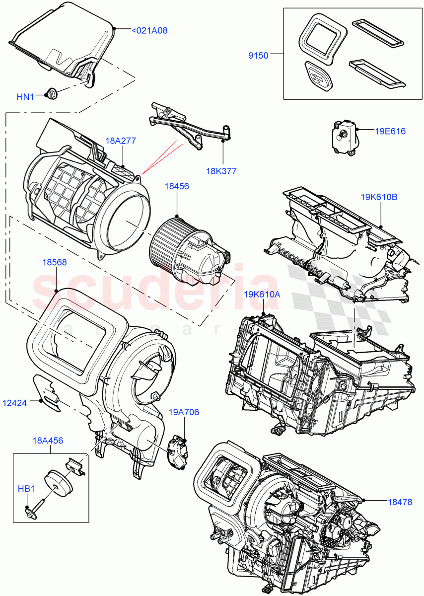 Heater/Air Cond.External Components(Main Unit)(Changsu (China)) of Land Rover Land Rover Range Rover Evoque (2019+) [2.0 Turbo Diesel AJ21D4]