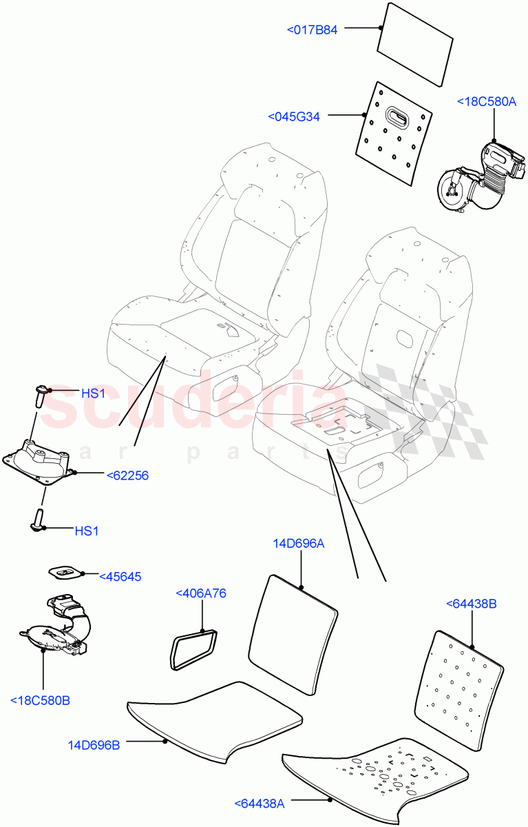 Front Seat Pads/Valances & Heating(Heating)((V)TOHA999999) of Land Rover Land Rover Range Rover Sport (2014+) [3.0 Diesel 24V DOHC TC]