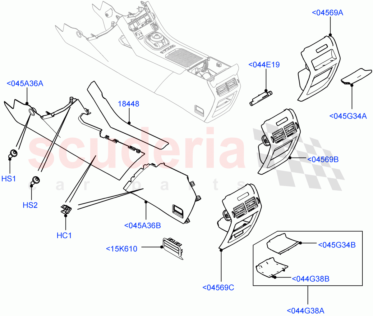 Console - Floor (External Components) (Itatiaia (Brazil)) ((V) FROMGT000001) of Land Rover Land Rover Range Rover Evoque (2012-2018) [2.0 Turbo Petrol GTDI]