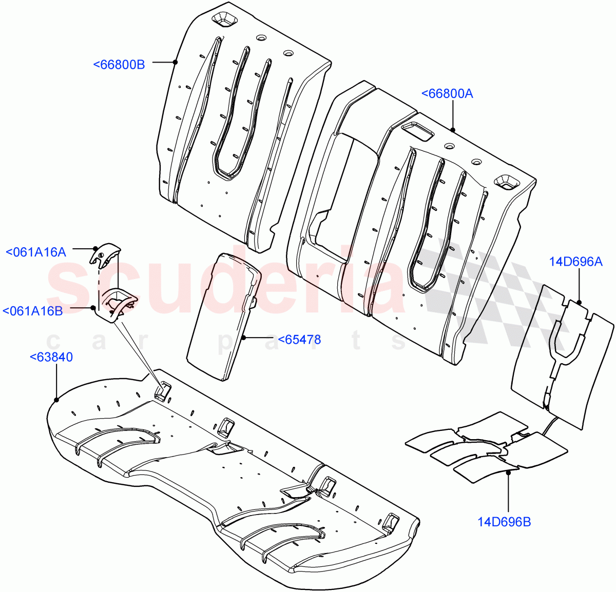 Rear Seat Pads/Valances & Heating(Changsu (China),2nd Row Seat 60/40 (3 P) - Folding)((V)FROMEG000001) of Land Rover Land Rover Range Rover Evoque (2012-2018) [2.0 Turbo Petrol GTDI]