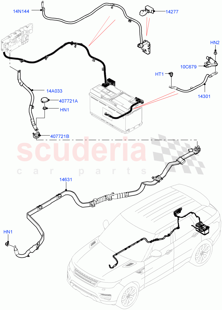 Battery Cables And Horn(Battery Cables)((V)FROMHA000001,(V)TOHA999999) of Land Rover Land Rover Range Rover Sport (2014+) [2.0 Turbo Diesel]