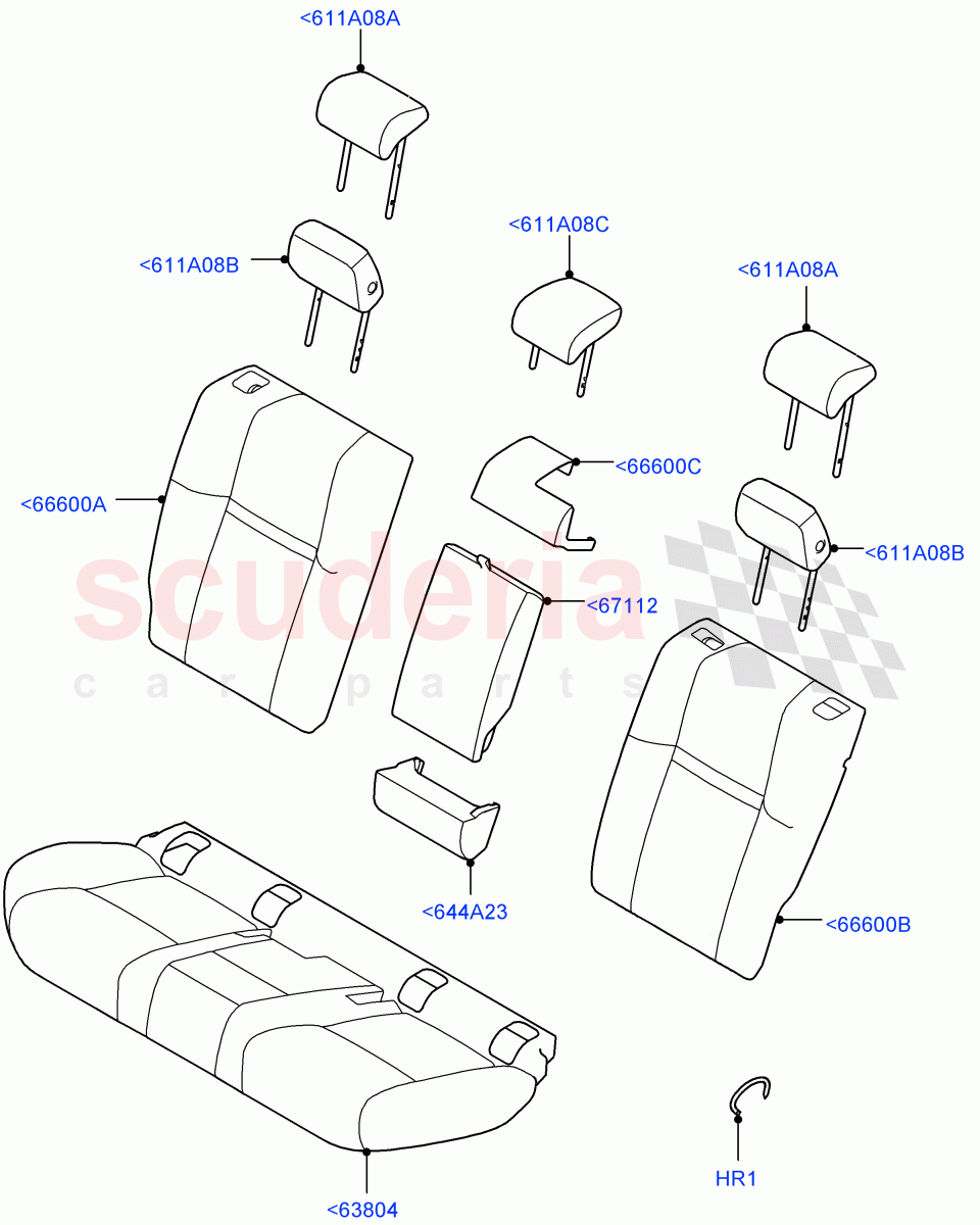 Rear Seat Covers(Sustainable Textile,Halewood (UK)) of Land Rover Land Rover Range Rover Evoque (2019+) [2.0 Turbo Diesel AJ21D4]