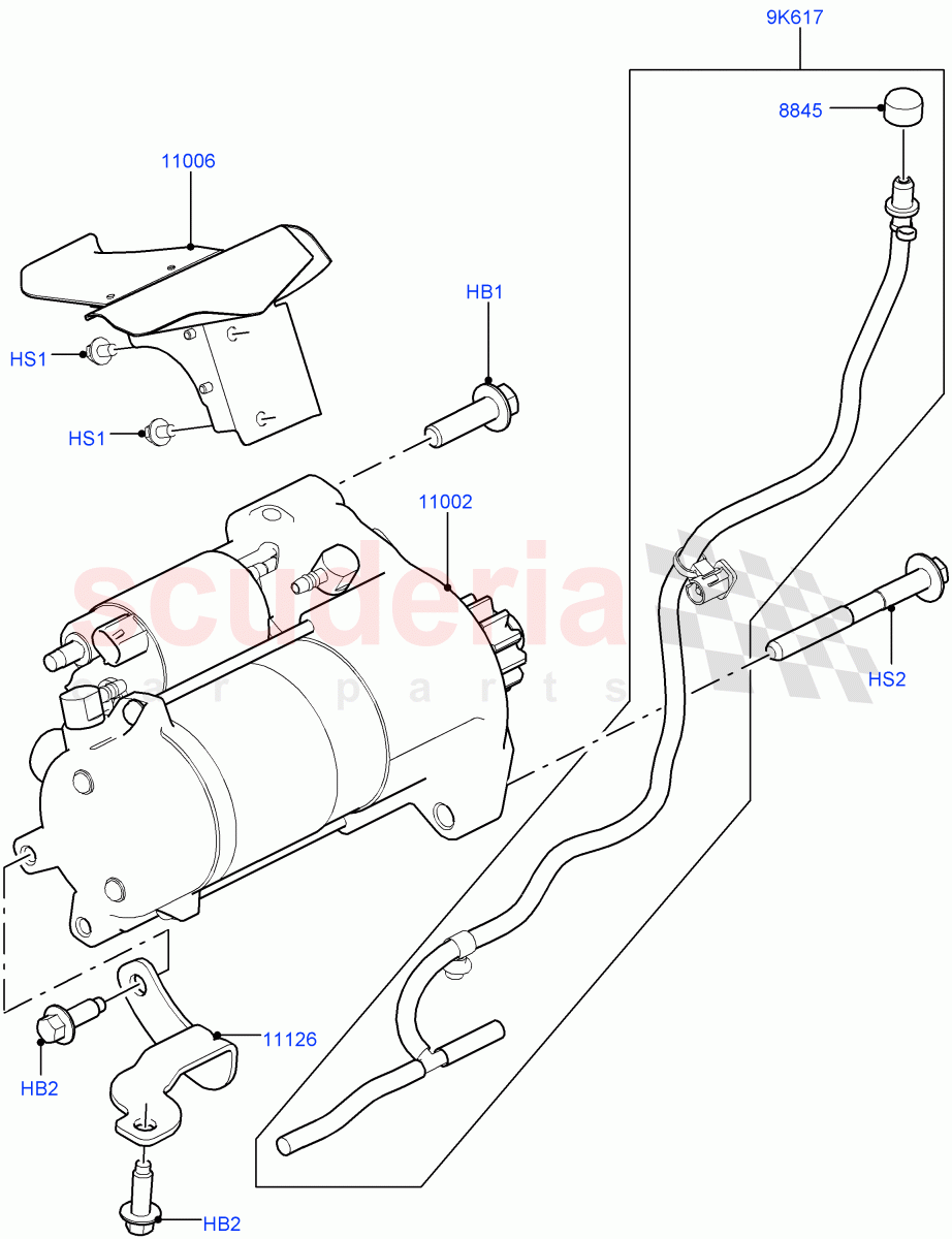 Starter Motor(Solihull Plant Build)(3.0L DOHC GDI SC V6 PETROL,Starter - Stop/Start System)((V)FROMJA000001) of Land Rover Land Rover Range Rover Sport (2014+) [3.0 DOHC GDI SC V6 Petrol]