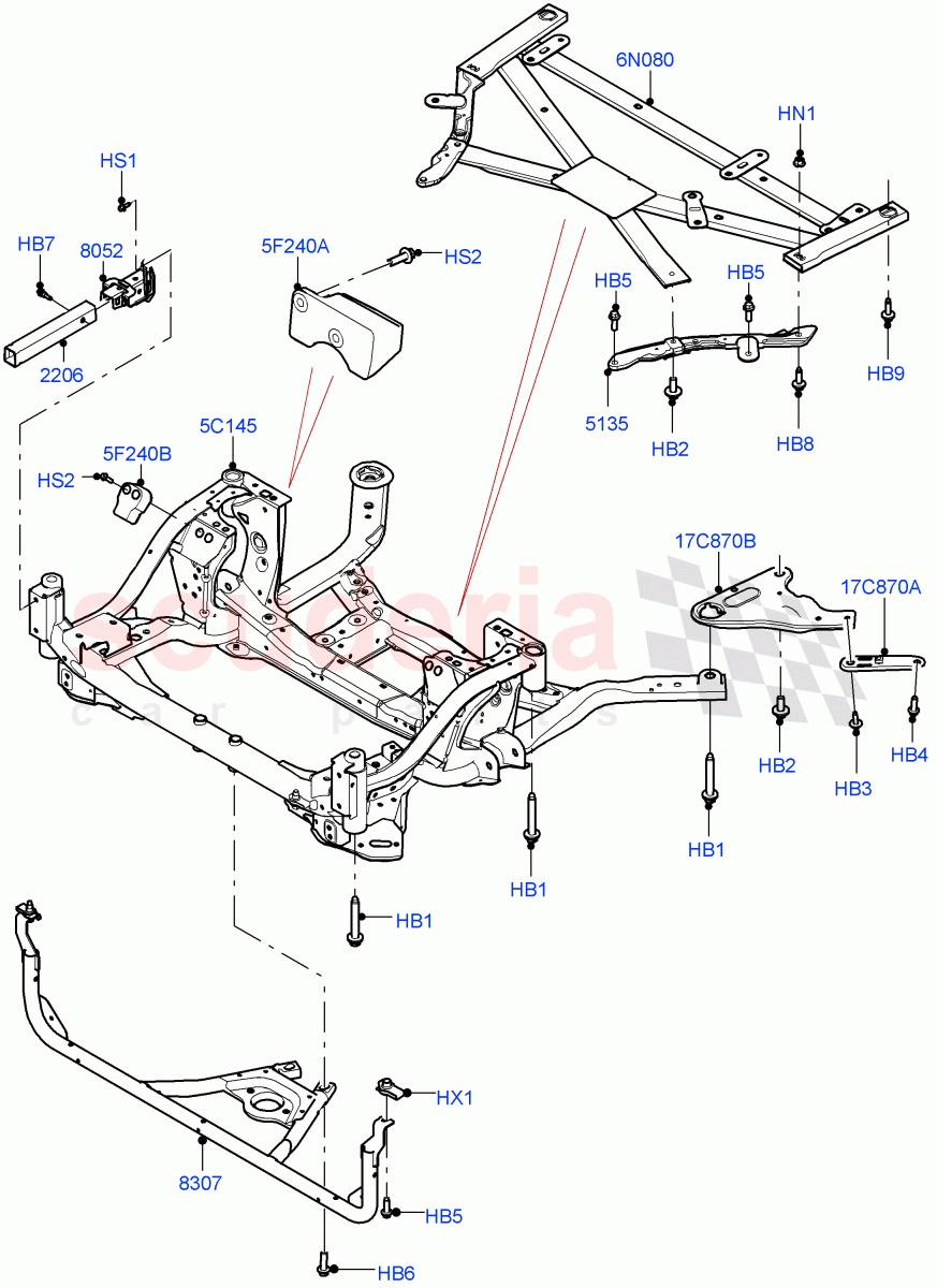 Front Cross Member & Stabilizer Bar(Crossmember)((V)FROMMA000001) of Land Rover Land Rover Range Rover Velar (2017+) [2.0 Turbo Diesel AJ21D4]