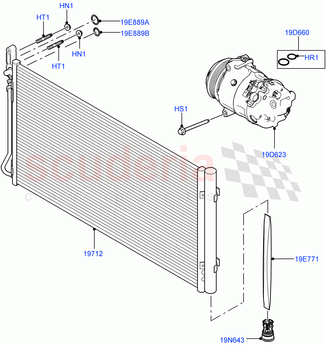 Air Conditioning Condensr/Compressr (2.0L I4 High DOHC AJ200 Petrol, Changsu (China), 2.0L I4 Mid DOHC AJ200 Petrol) ((V) FROMHG161788) of Land Rover Land Rover Range Rover Evoque (2012-2018) [2.0 Turbo Petrol GTDI]