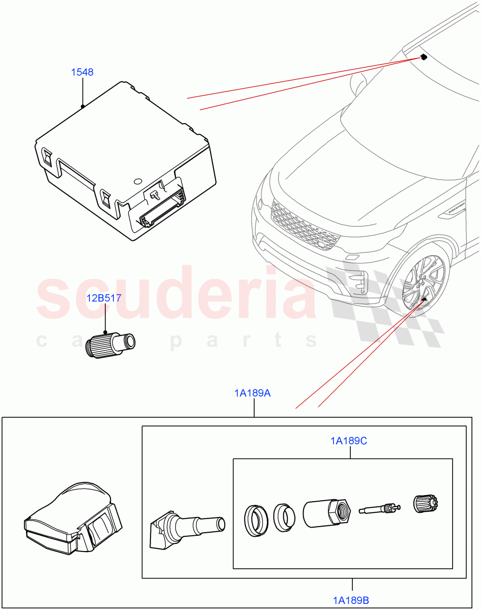 Tyre Pressure Monitor System(Solihull Plant Build)((V)FROMHA000001) of Land Rover Land Rover Discovery 5 (2017+) [2.0 Turbo Petrol AJ200P]