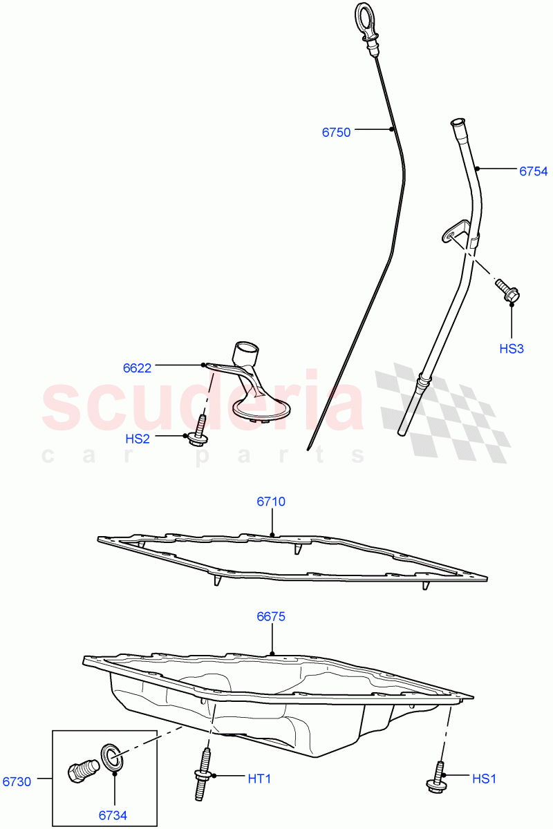 Oil Pan/Oil Level Indicator(Cologne V6 4.0 EFI (SOHC))((V)FROMAA000001) of Land Rover Land Rover Discovery 4 (2010-2016) [4.0 Petrol V6]