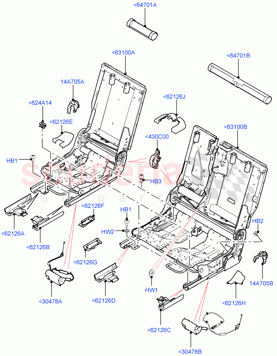 Rear Seat Base(Itatiaia (Brazil),With 60/40 Manual Fold Thru Rr Seat)((V)FROMGT000001) of Land Rover Land Rover Discovery Sport (2015+) [1.5 I3 Turbo Petrol AJ20P3]