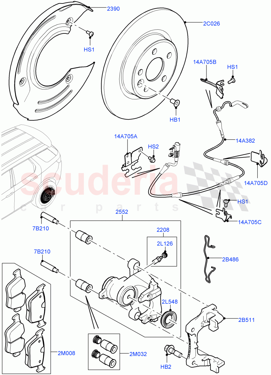 Rear Brake Discs And Calipers(Changsu (China))((V)FROMFG000001) of Land Rover Land Rover Discovery Sport (2015+) [1.5 I3 Turbo Petrol AJ20P3]