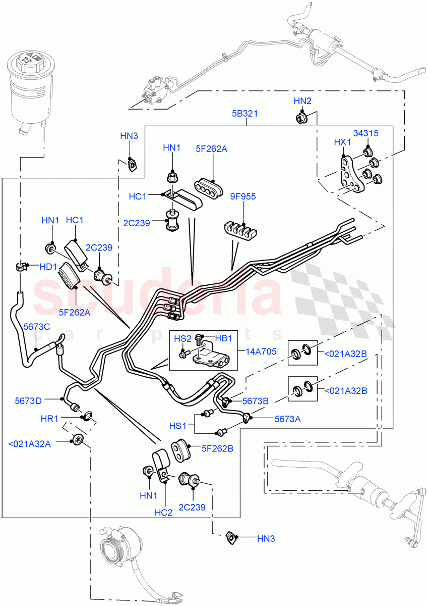 Active Anti-Roll Bar System (ARC Pipes, Front) (5.0L OHC SGDI SC V8 Petrol - AJ133, With Roll Stability Control) ((V) FROMAA000001) of Land Rover Land Rover Range Rover Sport (2010-2013) [5.0 OHC SGDI NA V8 Petrol]