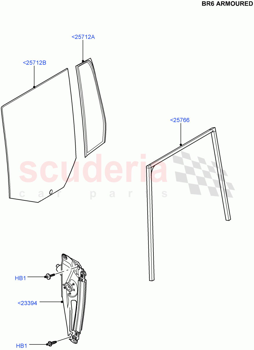 Rear Door Glass And Window Controls (With B6 Level Armouring) ((V) FROMAA000001) of Land Rover Land Rover Range Rover (2010-2012) [5.0 OHC SGDI SC V8 Petrol]