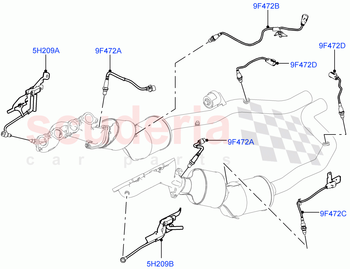 Exhaust Sensors And Modules (Solihull Plant Build) (3.0L DOHC GDI SC V6 PETROL, Beijing 6 Petrol Emission) ((V) FROMJA000001) of Land Rover Land Rover Range Rover (2012-2021) [3.0 DOHC GDI SC V6 Petrol]