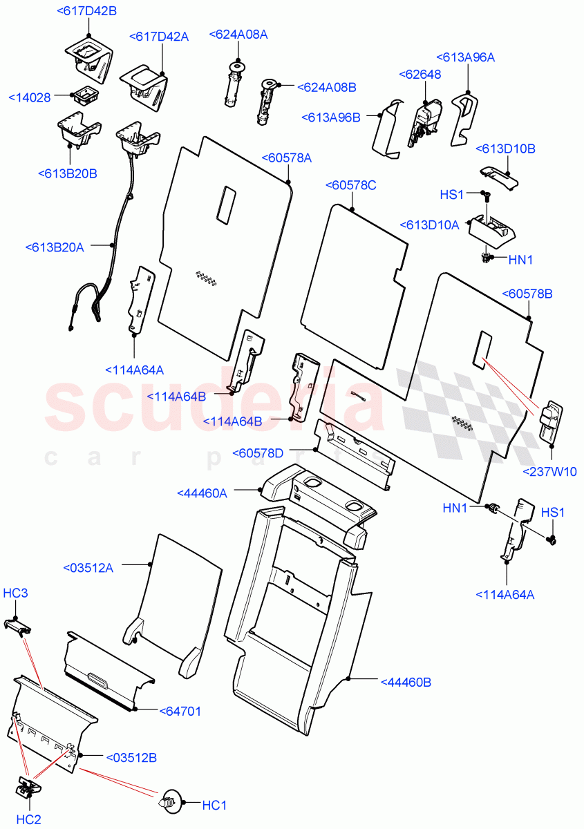 Rear Seat Back(Nitra Plant Build)(Version - Core,60/40 Load Through With Slide,Version - R-Dynamic)((V)FROMK2000001) of Land Rover Land Rover Discovery 5 (2017+) [3.0 Diesel 24V DOHC TC]