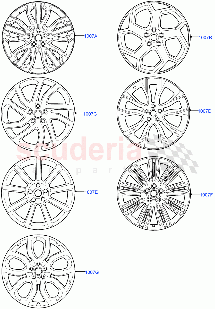 Spare Wheel(Spare Wheel - Conventional Alloy)((V)FROMJA000001) of Land Rover Land Rover Range Rover Sport (2014+) [3.0 DOHC GDI SC V6 Petrol]