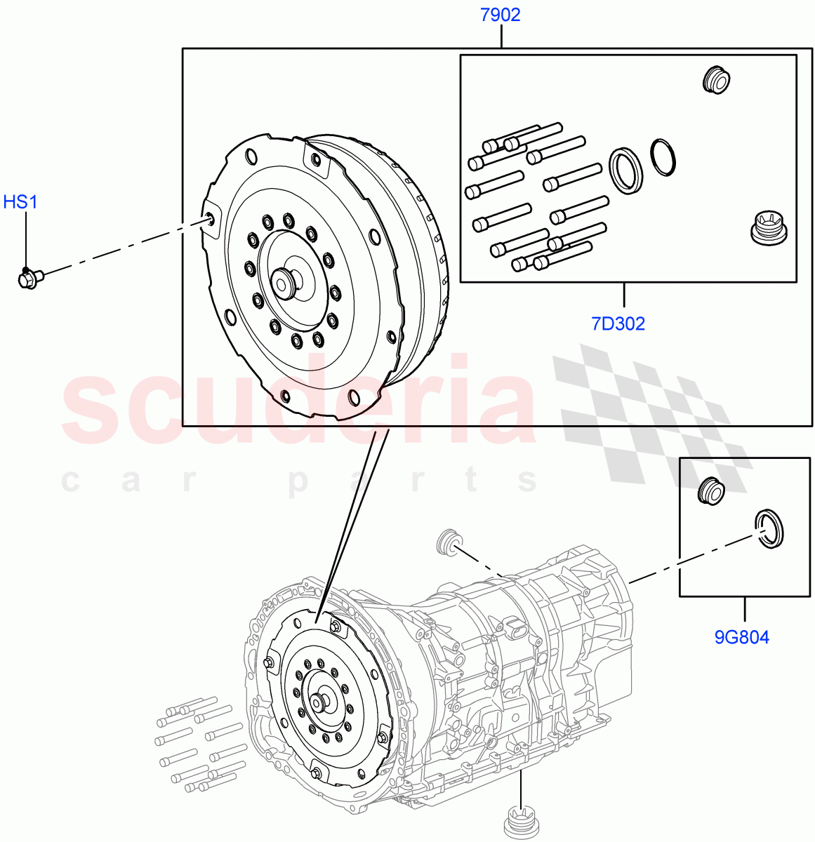 Converter (4.4L DOHC DITC V8 Diesel, 8 Speed Auto Trans ZF 8HP70 4WD) of Land Rover Land Rover Range Rover Sport (2014+) [4.4 DOHC Diesel V8 DITC]