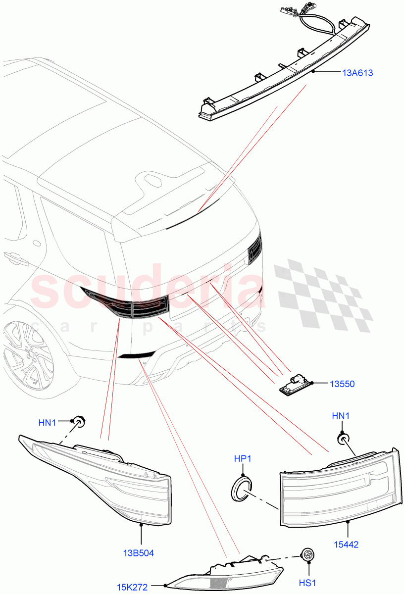 Rear Lamps(Nitra Plant Build)((V)FROMK2000001) of Land Rover Land Rover Discovery 5 (2017+) [3.0 I6 Turbo Petrol AJ20P6]