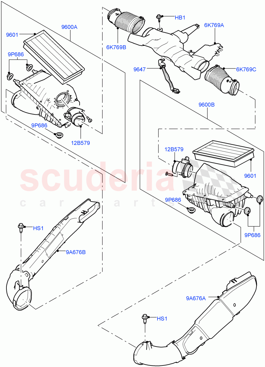 Air Cleaner(Nitra Plant Build)(3.0L DOHC GDI SC V6 PETROL)((V)FROMK2000001) of Land Rover Land Rover Discovery 5 (2017+) [3.0 DOHC GDI SC V6 Petrol]