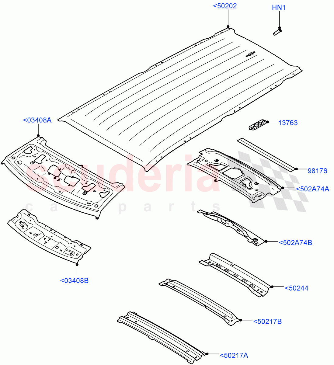 Roof - Sheet Metal(Standard Wheelbase,Less Panorama Roof) of Land Rover Land Rover Defender (2020+) [3.0 I6 Turbo Diesel AJ20D6]