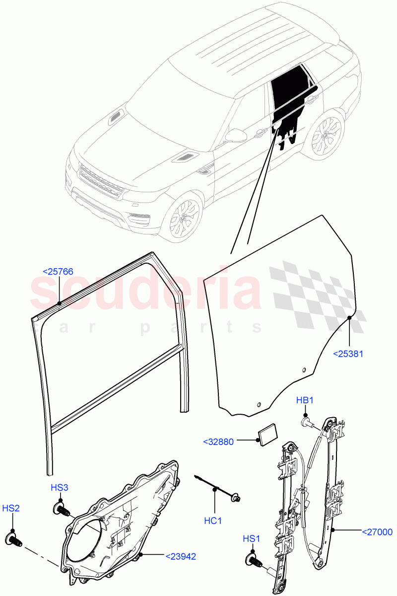 Rear Door Glass And Window Controls of Land Rover Land Rover Range Rover Sport (2014+) [2.0 Turbo Diesel]