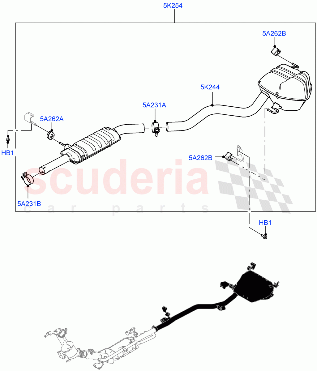 Rear Exhaust System(2.0L AJ21D4 Diesel Mid,Halewood (UK))((V)FROMMH000001) of Land Rover Land Rover Discovery Sport (2015+) [2.0 Turbo Diesel AJ21D4]