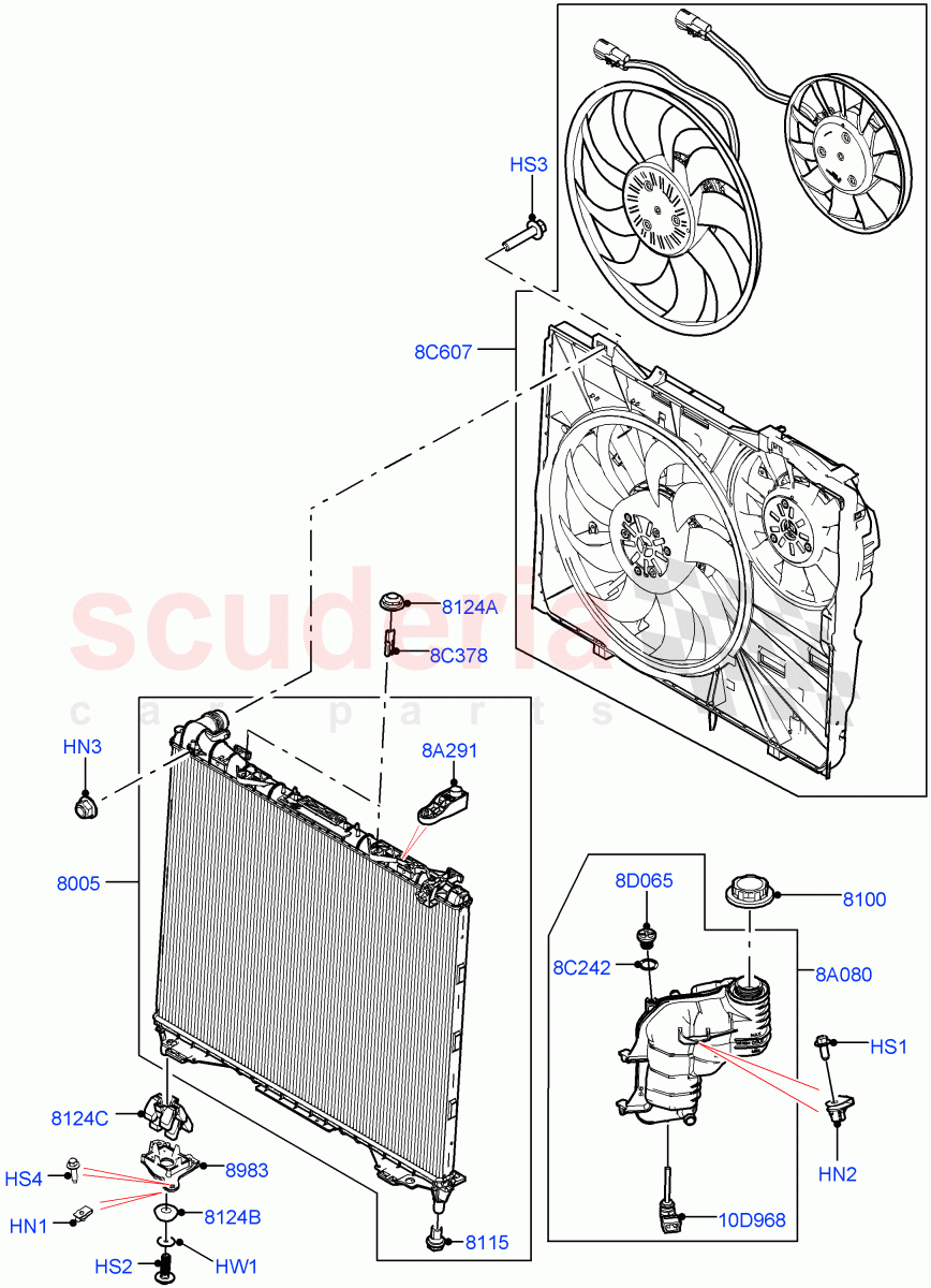 Radiator/Coolant Overflow Container (Solihull Plant Build) (2.0L AJ200P Hi PHEV, 2.0L I4 High DOHC AJ200 Petrol) ((V) FROMJA000001) of Land Rover Land Rover Range Rover Sport (2014+) [2.0 Turbo Petrol AJ200P]