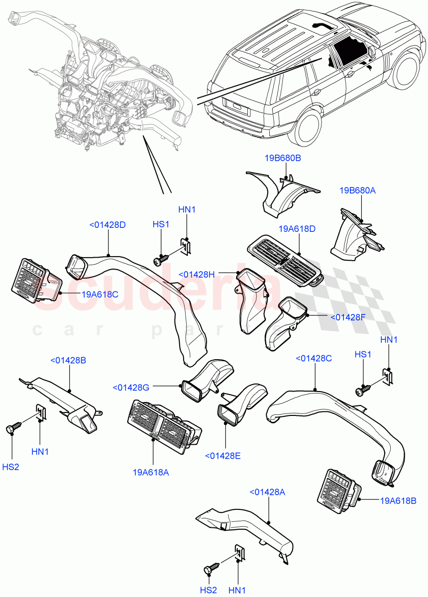 Air Vents, Louvres And Ducts(Instument Panel)((V)FROMAA000001) of Land Rover Land Rover Range Rover (2010-2012) [5.0 OHC SGDI NA V8 Petrol]