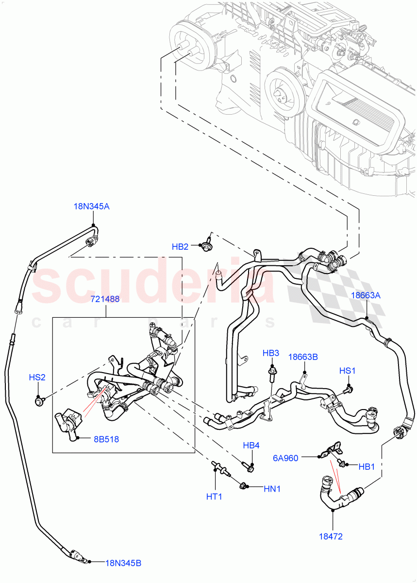 Heater Hoses (Nitra Plant Build) (2.0L I4 High DOHC AJ200 Petrol, With Ptc Heater, Premium Air Conditioning-Front/Rear, Less Heater) ((V) FROMK2000001) of Land Rover Land Rover Discovery 5 (2017+) [3.0 I6 Turbo Diesel AJ20D6]