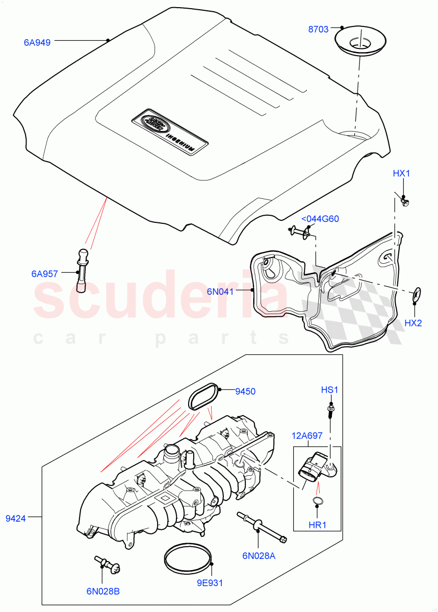 Inlet Manifold (Solihull Plant Build) (2.0L AJ200P Hi PHEV, 2.0L I4 High DOHC AJ200 Petrol) ((V) FROMJA000001) of Land Rover Land Rover Range Rover Sport (2014+) [2.0 Turbo Petrol AJ200P]