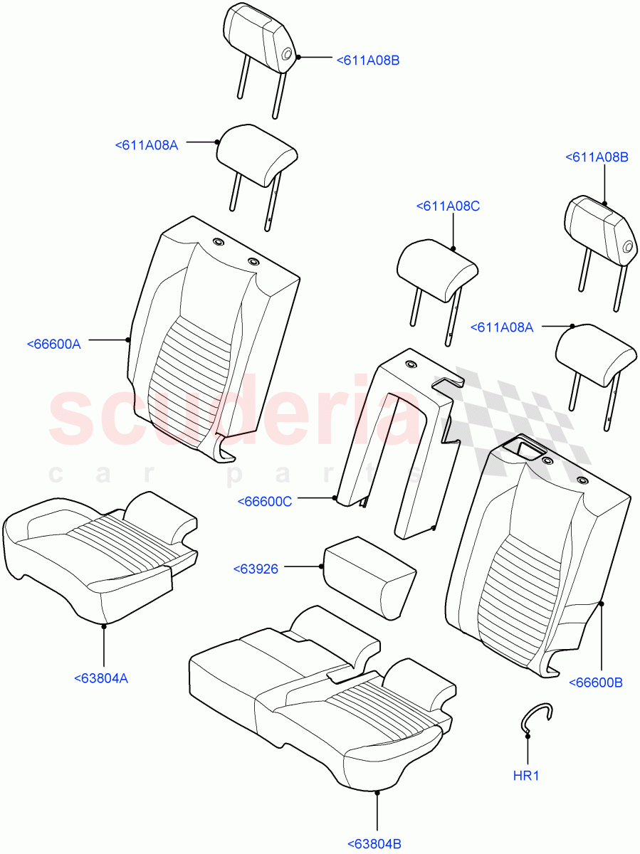 Rear Seat Covers(Windsor Leather,Halewood (UK),With 60/40 Manual Fold Thru Rr Seat)((V)FROMLH000001) of Land Rover Land Rover Discovery Sport (2015+) [1.5 I3 Turbo Petrol AJ20P3]