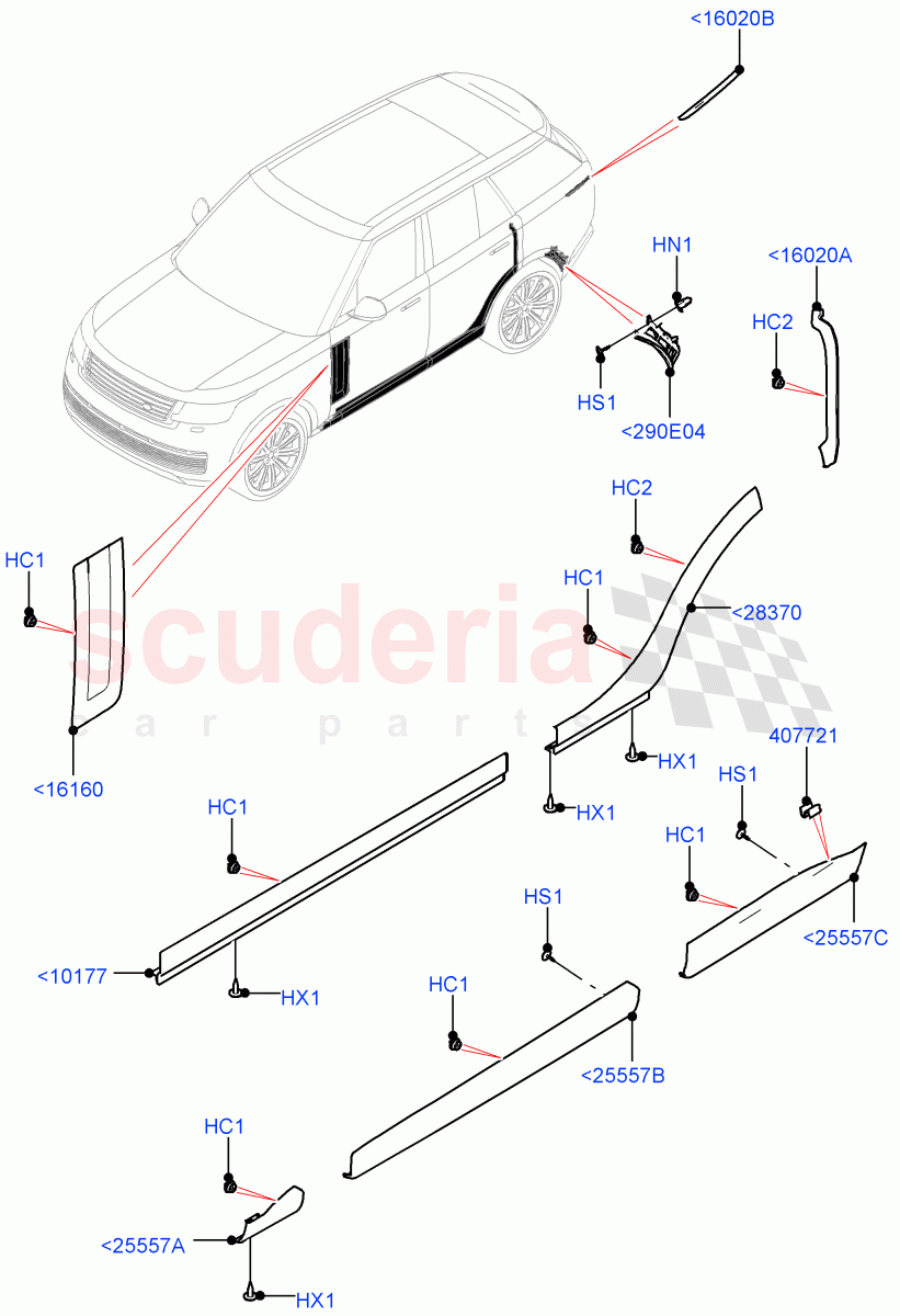 Body Mouldings of Land Rover Land Rover Range Rover (2022+) [3.0 I6 Turbo Petrol AJ20P6]