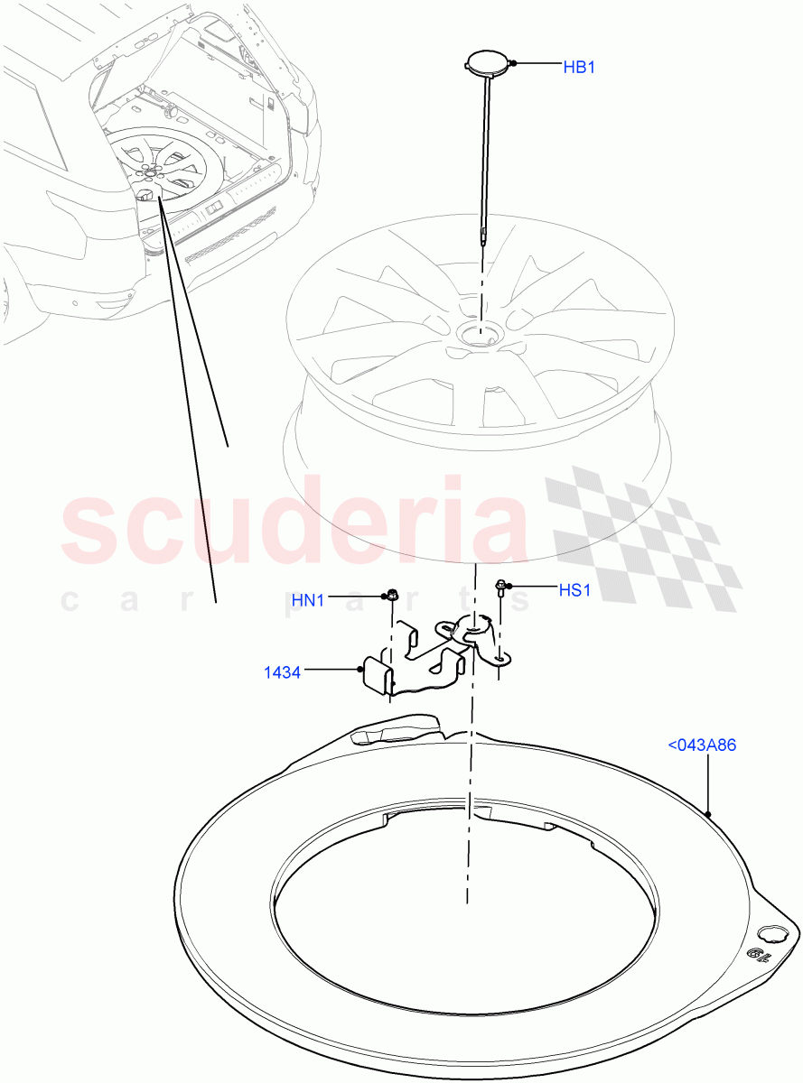 Spare Wheel Carrier(With 5 Seat Configuration)((V)TOHA999999) of Land Rover Land Rover Range Rover Sport (2014+) [3.0 Diesel 24V DOHC TC]